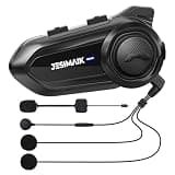 JESIMAIK Motorcycle Bluetooth Headset,2 Way Helmet Intercom Communication System, CVC8.0 Noise Cancellation Motorcycle Intercom with 2 Mics&40mm Speaker,Music Sharing, IP67 Waterproof, FM Radio(1Pack)