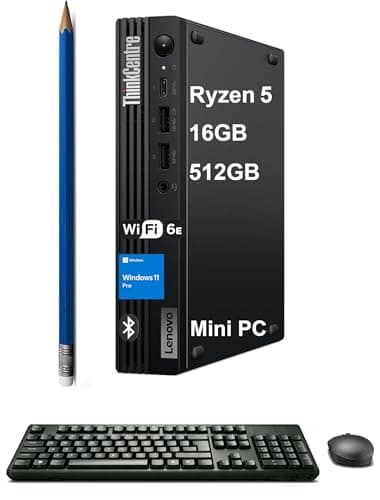 Lenovo ThinkCentre M75q Gen 5 Tiny Business Desktop (AMD Ryzen 5 8500GE (> Intel i7-12700T), 16GB DDR5, 512GB SSD) MFF, Mini PC, DisplayPort, HDMI, Ethernet, Wi-Fi 6E, Win 11 Pro (Renewed)
