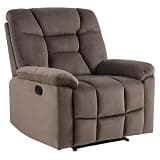 EBELLO Manual Recliner Chair for Adults with Soft Padded Headrest and Backrest, Overstuffed Single Recliner Sofa Chair for Living Room, Dark Brown