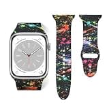 Colorful Paint Splatter Compatible With Apple Watch Band 38mm 40mm 42mm 44mm For Women Men, Soft Silicone Sport Iwatch Bands Replacement Strap Compatible For Iwatch Series 7 6 5 4 3 2 1 Se