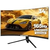 Raywego 34-Inch Curved Gaming Monitor UWQHD 3440 x 1440 Up to 165Hz Curved 1500R - PIP/PBP, 1ms(MPRT), HDR, 300nits, sRGB 99%, DCI-P3 95%,FreeSync,HDMIx2,DP1.4 x2 (DP Cable Included)