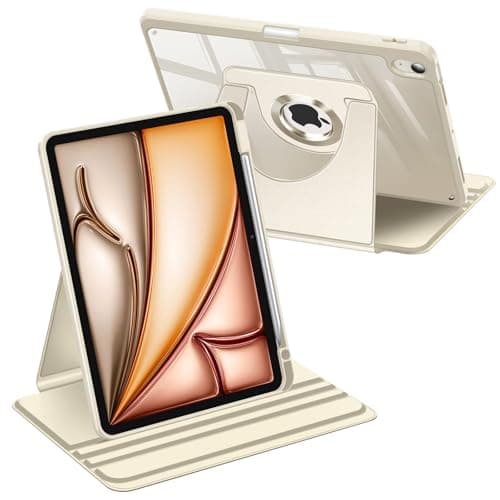 Fintie 360 Degree Rotating Case for iPad Air 11-inch M4/M3/M2 (2026/2025/2024), iPad Air 5th/4th Generation 10.9 Inch - Swiveling Stand Clear Back Cover with Pencil Holder, (Starlight)