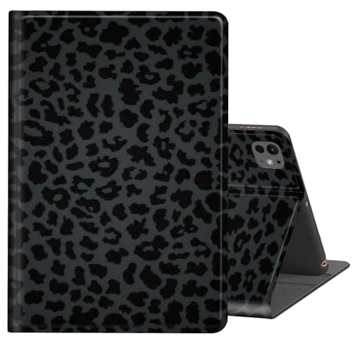 BREIDMKFM for iPad Pro 11 Inch Case (M5/M4) 2025/2024,Auto Wake/Sleep Multi-Angle Viewing PU Leather Slim Shockproof Protective Folio Stand Smart Cover,Vintage Leopard Print