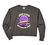 Womens Just A Kid Who Loves The Titanic Purple Moon Comfort Colors Crop Sweatshirt