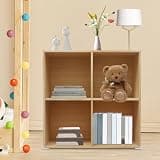 XIJIE 4-Cube Bookcase, 2-Tier Cube Storage Shelf Bookshelf, Load-Bearing Display Shelf for Living Room Bedroom Study Home Decor, Open Storage Organizer (Wood Color)