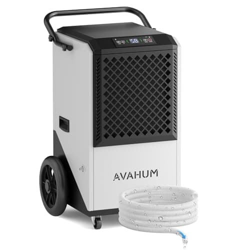 Commercial Dehumidifier,White Industrial Dehumidifier 250 Pint for 8,000 Sq.Ft Basement Warehouse Construction, Large Heavy Duty Commercial Grade Dehumidifiers with Drain Hose, Auto Defrost,Restart