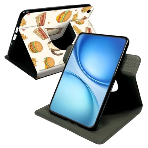 Cdkfxjy Case for Samsung Galaxy Tab A9 8.7 Inch 2023, 360° Rotating Stand Cover with Auto Wake Sleep, Premium PU Leather Folio Protective Shell,Fast Food Lover Cat