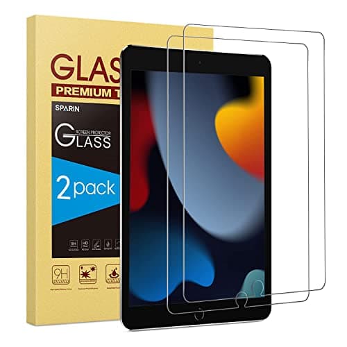 SPARIN Pack of 2 Tempered Glass Protective Glass for iPad 9th/8th/7th Generation (2021/2020/2019), Screen Protector for iPad 10.2 Inch, 9H Hardness Glass Film, HD Clear