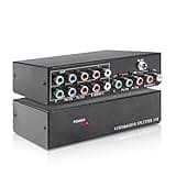 BolAAzuL 2-Way Component Video Splitter 1 in 2 Out, 1x2 YPbPr RCA Component AV Splitter Selector Converter, HDTV Video Audio Distribution 2 Port, Plug & Play, for Computers Video Scalars DVD VCR
