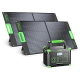 1000W Portable Power Station With 2x 100W Solar Panels, 999Wh Backup Lithium Battery, 60W PD Fast Charge Solar Generator Set for Outdoor Emergency Camping Travel Off-grid