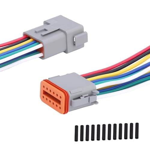 EBILNVKE 16 AWG 12 Pin Deutsch DT Connector - IP67 Waterproof Automotive Electrical Wire Connectors (Male & Female) for Truck Boat Marine Motorcycle LED Light Bar - 1 Kit