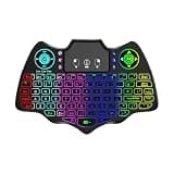MRSVI Mini Wireless Keyboard with Touchpad, Dual Mode Bluetooth 5.0 & 2.4GHz Backlit Handheld Keyboard, Ergonomic Remote Control for Smart TV, Android TV Box, HTPC, PC, Projector, PS4, RGB Lighting