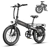Jasion EBS Folding Electric Bike for Adults, Compact Portable 20" Fat Tire Ebike with 1200W Peak Motor, 48V Removable Battery, 25 MPH 50 Miles Aluminum Frame E-Bike Suitable for Trunk, RV, Apartment-B