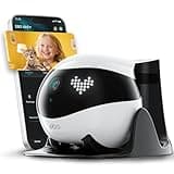Enabot EBO Air 2 FamilyBot Indoor Security Camera Robot: 2K Pet Camera, Movable Home Robot, Custom Facial Expression, Auto-Recharge, Battery-Operated, 2-Way Talk, Night Vision(Dove White)