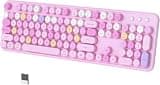 KEQTFT Wireless Bluetooth Keyboard,Pink Colorful