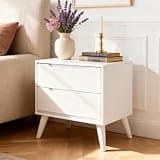 Mid Century Modern Night Stand Fully Assembled with 2 Drawers, 24" Tall