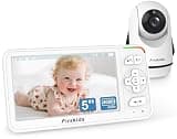 Firskids 5" Baby Monitor with Camera and Audio, No WiFi Travel Baby Monitor, Pan Tilt Zoom Baby Camera Monitor with 2-Way Talk, 32H Battery, Room Temp Sensor, IR Night Vision, ECO Mode,1000ft Range