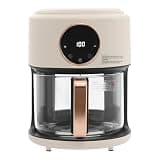 Air Fryer 4.2L/4.44QT, 1200W Glass Visible Basket, Digital Touchscreen, 8 Preset Cooking Modes, Oil-Free, 360° View, Dishwasher Safe, 110V Countertop Air Fryer for Healthy Cooking, Home Kitchen, Famil