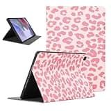 Cheetah Dark Pink Tablet Case for Samsung Galaxy Tab S8/S7 Plus 2022/2020 S7 FE 2021 12.4", Leopard Panther Light Pink Design Flip PU Leather Stand Funda Adjustable Protective Cover for Girls Women