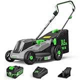 Grelawner 40V Cordless Lawn Mower, 16-Inch Brushless Electric Push Mower with 4.0Ah Battery & Charger, 2-in-1 Mulching and Bagging, 5-Position Height Adjustment, Lightweight Foldable Design, Green