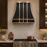 CHETTO C Black Stainless Steel Range Hood with High CFM Vent Hood Insert 4-Speed Settings Baffle Filter LED Lights 42"W x24"D x36"H Wall Mount