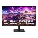 Amazon Basics 27-inch Computer Monitor, 120 Hz, 1080P, IPS, HDMI, DisplayPort, VESA Compatible for Office, Home