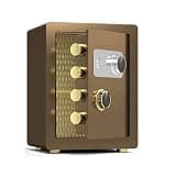 fireproof safe Cabinet Safes Office Steel Fireproof Waterproof And Anti-theft Mechanical Combination Key For Hotel And Family Storage Box(Brown,40x36x32cm)