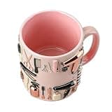 Simnek Personalized Hair Mug 2D Flat Beauty Salon Tools Gift Soft Elegant Ceramic Hair Studio Cup Father ' S Day, Mother ' S Day, Birthday Gifts for Women, Men