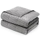Wemore Minky Dot Weighted Blanket Twin Size 15 lbs (60"x80"), Soft Cozy Heavy Blanket for Stress Relief & Better Sleep, Breathable All-Season Glass Beads Blanket for Adults, Grey