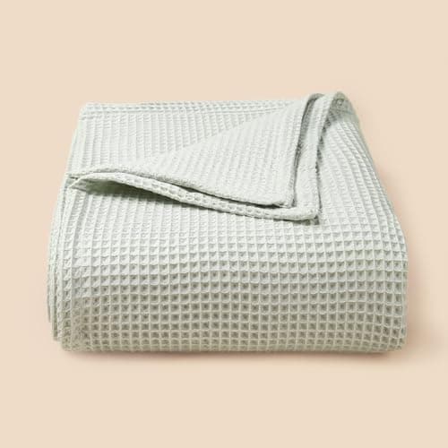Synvexor Gray Cotton Waffle Bed Blanket,Queen-Lightweight,Breathable