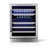 TCL 46 Bottle Wine Cooler, 24 In Dual Zone Mini Fridge with Glass Doors, Digital Controls & LED Lighting