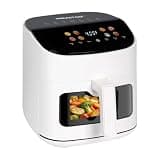 MIRASTON 6.8QT Large Air Fryer for Family, with See-Through Window & Tilt Touchscreen, 8 One-Touch Presets for Main Dishes, Snacks & Desserts, Dishwasher Safe, White