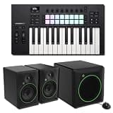 Novation Launchkey 25 MK4 MIDI Keyboard Controller Bundle with Mackie CR8BT 8-Inch Monitors, CR8SBT Subwoofer, and 2 Hosa TRS Cables — Full-Range 2.1 Studio for Music Production, Beat Making, Mixing