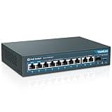 YuanLey 8 Port Gigabit PoE Switch with 2 Gigabit Uplink, 8 PoE+ Port 1000Mbps, 1 SFP Port, 120W 802.3af/at, Metal, Qos, Unmanaged Plug and Play AI Smart Detection Ethernet Switch
