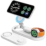 15W Magnetic 3 in 1 Wireless Charging Station,15W • Silent • Travel Ready,for iPhone17-12,Fast 5W Charger for Apple Watch AirPods,Foldable Stand MagSafe Charger Dock for Nightstand Desk Travel
