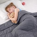 Weighted Blanket Kids 5lbs, 36"x48", Cooling Heavy Throw Blanket for 40-60lbs, Microfiber Soft Thick Big Blankets Weighted Comforter Breathable Gift, Grey