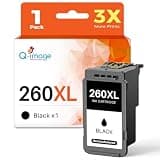 Q-image 260XL 261XL Ink Cartridges Replacement for Canon 260 and 261 Ink Cartridges PG-260XL CL-261XL 260 261 XL Work with Canon PIXMA TS6420A TS6420 TS6400 TR7020A TR7020 TS5320 (1 Black)
