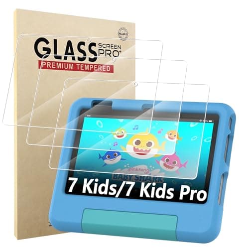 Manlyee 3 Pack Screen Protector Compatible with 7 Kids/ 7 Kids Pro Tablet 7" (2022 Release), Tempered Glass 9H Hardness HD Clear Anti-Scratch