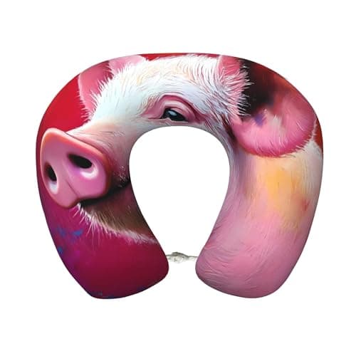 Qewfoju Neck Pillows for Sleeping Memory Foam Travel Pillows U Shaped Travel Neck Pillow Soft Headrest Pillow Suitable for Planes Car Office - Pig