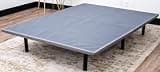 Peanu King Upholstered Platform Foundation Gray Woven Fabric, Steel Frame, Foldable, Adjustable Legs, 80 x 76 x 14 Inches