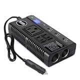 Car Power Inverter 120W DC 12V 24V to AC 110V Car Charger Adapter with 3 AC Outlets Dual Cigarette Lighter 4 USB Ports Charger Quick Charging 3.0 for Phones Tablets Laptops Kindle (Black)