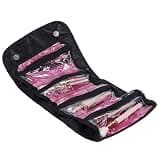 Jwthee Roll Up Makeup Bag, Roll Up Toiletry Case Travel Cosmetic Storage Case Travel Bag Organizer for Small Cosmetics Foldable Toiletry Bags Cosmetic Bag Pouch Multifunctional (Black)