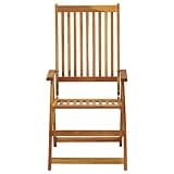 GKMBCVDFR 5 Position Reclining Patio Chairs 3 Piece Set, Solid Acacia Wood Outdoor Reclining Chairs with Slatted Seat and Back