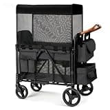 Kshioe Wagon Stroller for 2 Kids, High Seat & 5 Point Harness, Foldable All-Terrain Wagon for Toddler with Canopy, Parent Organizer, Shoulder Bag, Adjustable Handlebar, Ultimate Double