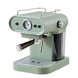 XRHDTQVVIG Coffee Maker Electric Coffee Machine Espresso Maker Retro Semi-Automatic Pump Type Cappuccino With Steam Milk Frother(Light green,AU)