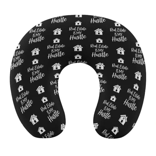 HEBVASS Women’s Travel Pillow U-Shaped Memory Foam Neck Rest, Real Estate is My Hustle Funny Realtor U-Shape, Washable Airplane Car Support