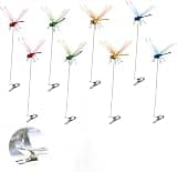 LVPETALIZE 8 PCS 3D Fake Dragonfly Clips, Outdoor Garden Dragon Fly Decor with Clip, Realistic Dragonfly Decoration for Plants, Fence, Hat, Patio, Waterproof PVC with Stainless Steel Clip