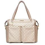 miss fong Checkered Diaper Bag Tote Leather Diaper Bag Backpack Pañaleras Para Bebe with 15 Pockets,Leather Diaper Tote with Diaper Changing Pad, Baby Bag for Moms Mommy Bag for Women -White Checkered