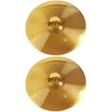 2 Pcs 12 Inch Hi Hat Cymbals Set, Alloy High Hats Cymbal Pair for Drum Set, Crisp Sound, Golden Finish, Easy to Install