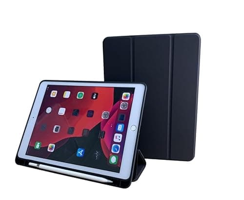 RRXYHK Tri-Fold SlimTablet Case for iPad 9.7（2017/2018/ for iPad Air/Air 2 Case with Pencil Holder, Flip Stand Tablet Case with Soft TPU Back, Auto Wake/Sleep Cover(Black)